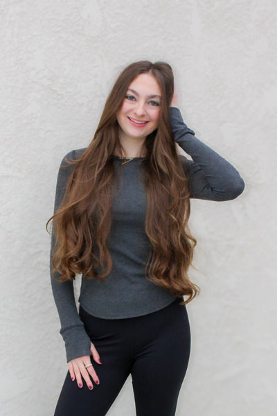 Delta Rib Round Neck / Charcoal