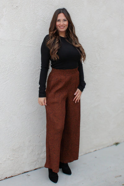 Fern Brown Dotted Pleated Pants *final sale*