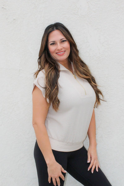 Tara Textured Half Zip Top