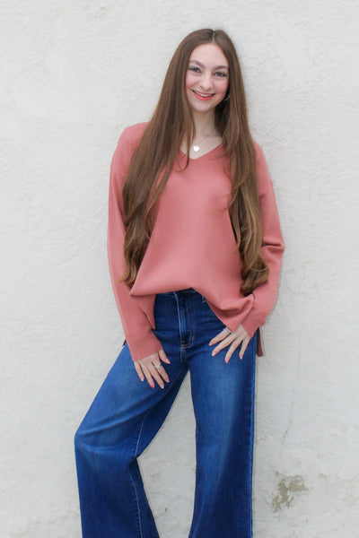 Deep Rose Knit Sweater