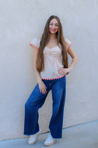 RiRi RicRac Blouse / Taupe and Peach