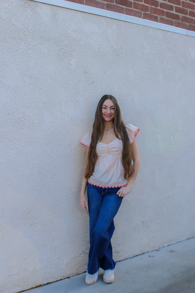 RiRi RicRac Blouse / Taupe and Peach