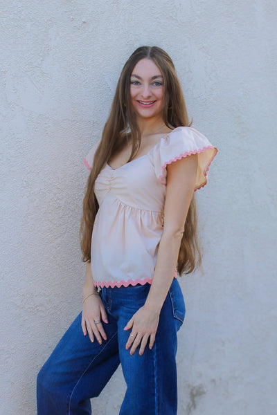 RiRi RicRac Blouse / Taupe and Peach