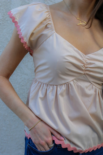 RiRi RicRac Blouse / Taupe and Peach