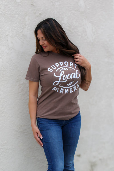 Support Local Farmers Graphic Tee / Espresso