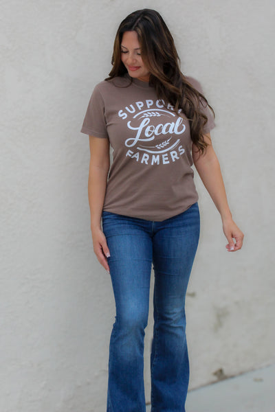 Support Local Farmers Graphic Tee / Espresso