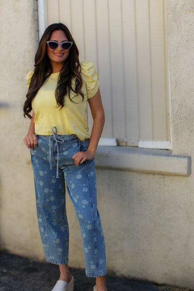 Lemon Cinched Blouse