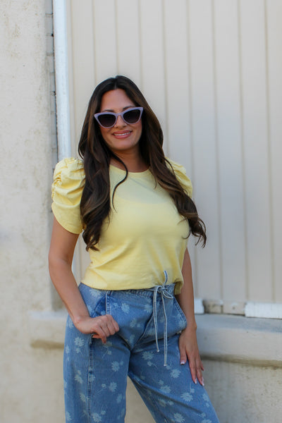 Lemon Cinched Blouse