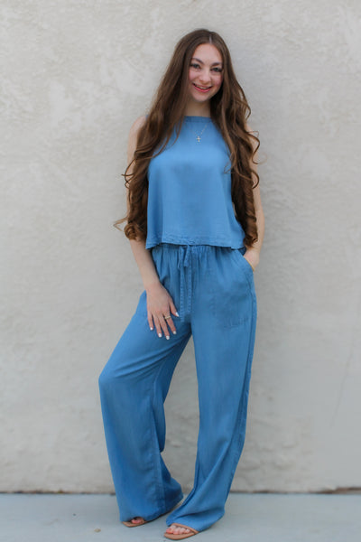 Lane Chambray Button Back Blouse