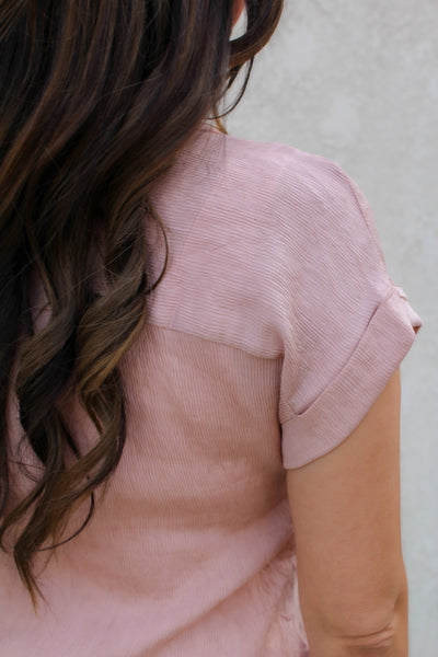 Sweet Peach Linen Blouse