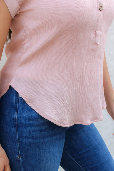 Sweet Peach Linen Blouse