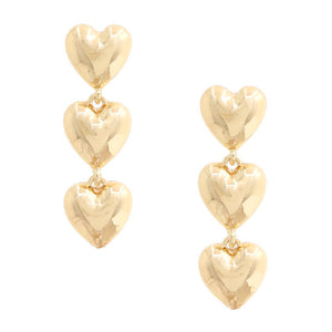 Puffy Triple Heart Earrings