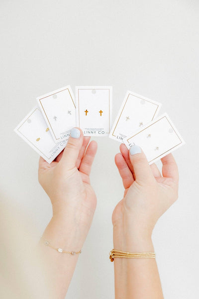 Catherine Gold Cross Stud Earrings