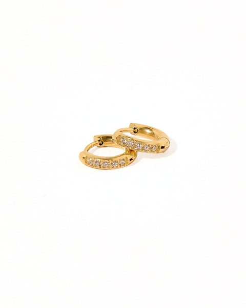 Scarlett Huggie Earrings Hoop Gold 8mm CZ