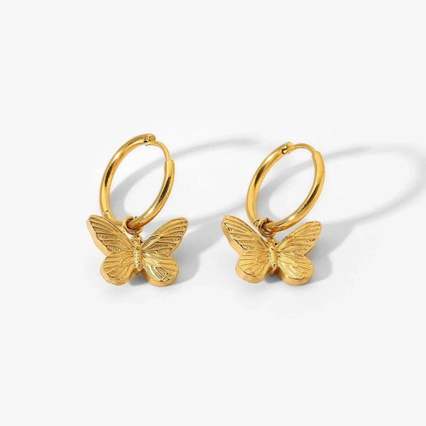 Faye Butterfly Gold Huggie Charm Earrings