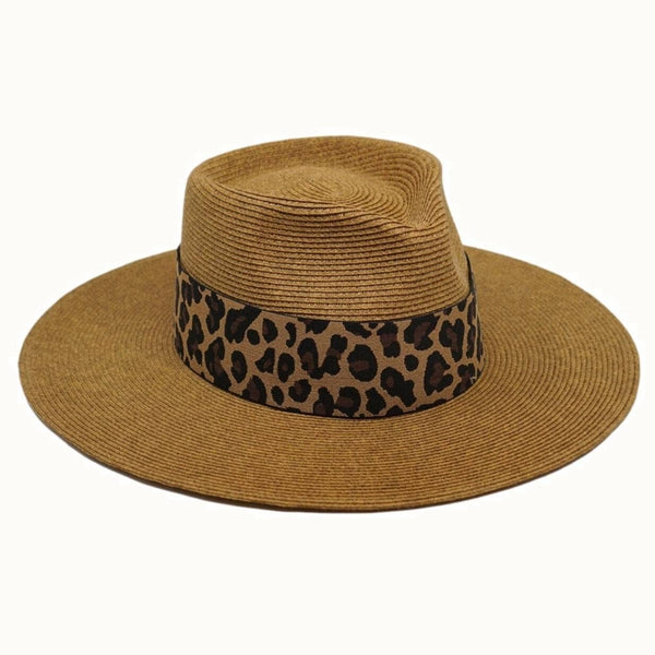 Myla Straw Rancher with Leopard Band