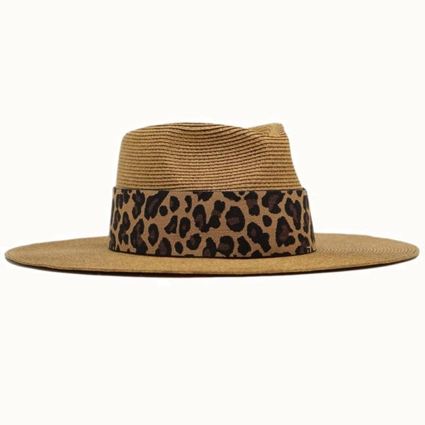 Myla Straw Rancher with Leopard Band