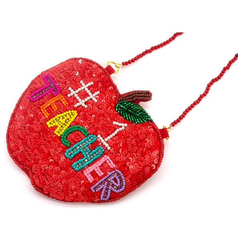 Teacher Sequin Bag / Apple