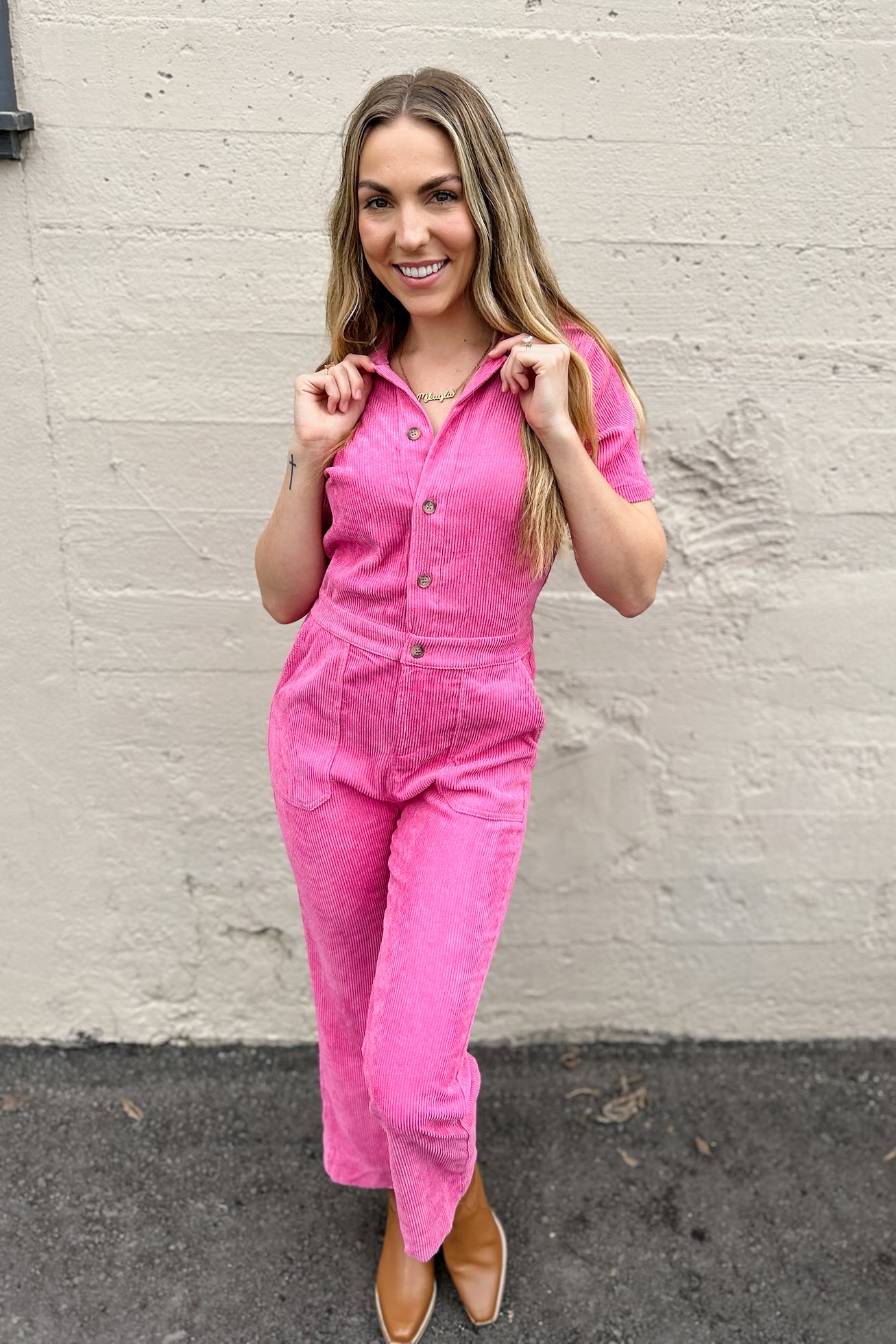 Jump To It Jumpsuit / Hibiscus Pink
