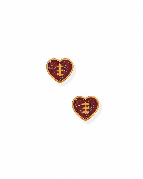 Football Heart Screwback Stud Earrings