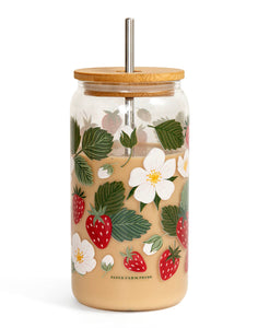 Strawberry Patch Glass Can