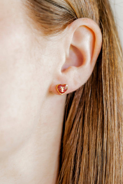 Football Heart Screwback Stud Earrings