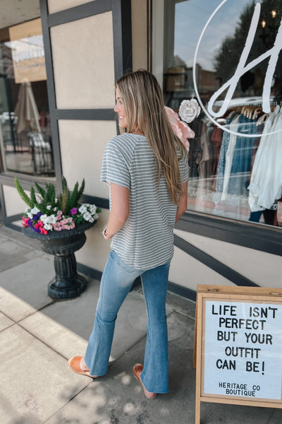 Sweet Summertime Henley / Grey Stripe *final sale*