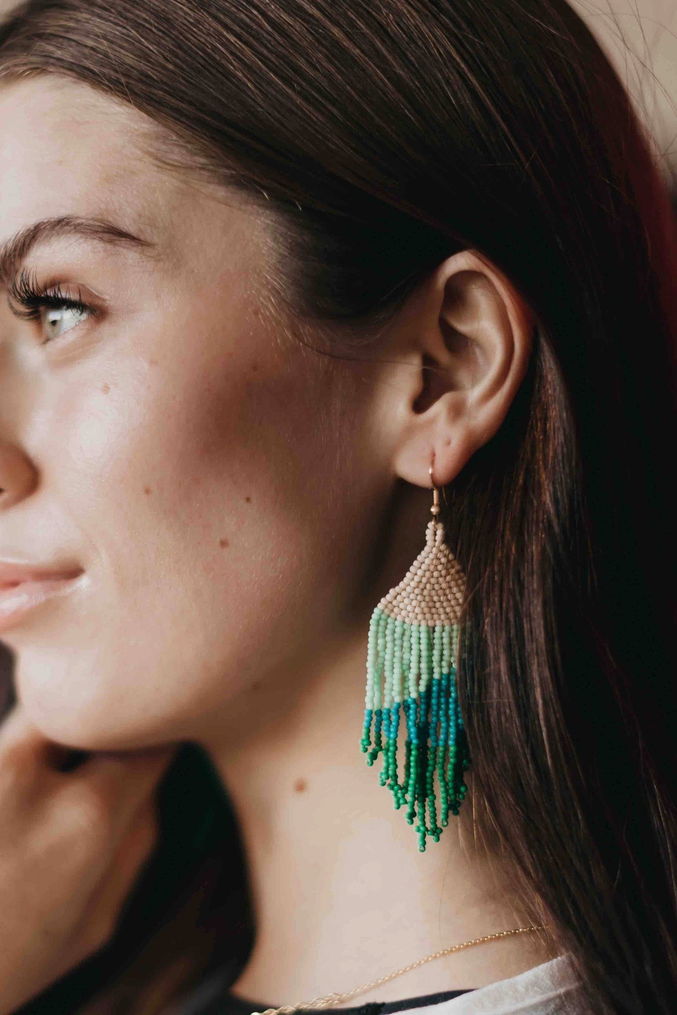 Triangle Colorblock Beaded Earrings