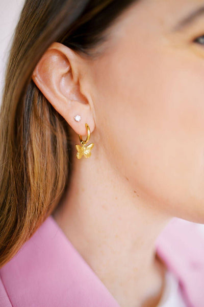 Faye Butterfly Gold Huggie Charm Earrings