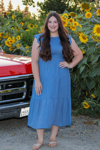 Sunday Stroll Midi Dress / American Blue