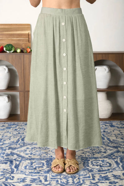 Emma Textured Midi Skirt / Olive