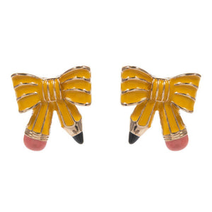 Bow Shaped Pencil Earrings / Yellow