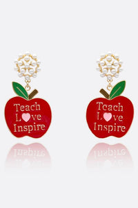 Teach Love Inspire Apple Earrings