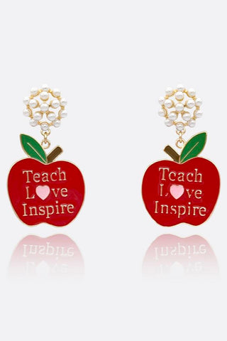 Teach Love Inspire Apple Earrings