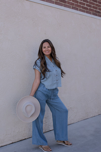 Kenzie Chambray Striped Blouse