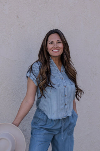 Kenzie Chambray Striped Blouse