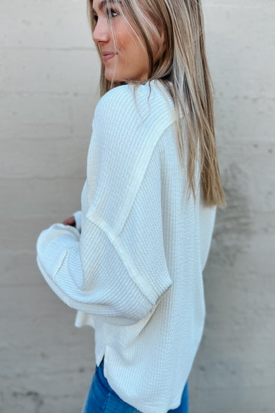 Renee Rib Knit Pullover / Cream