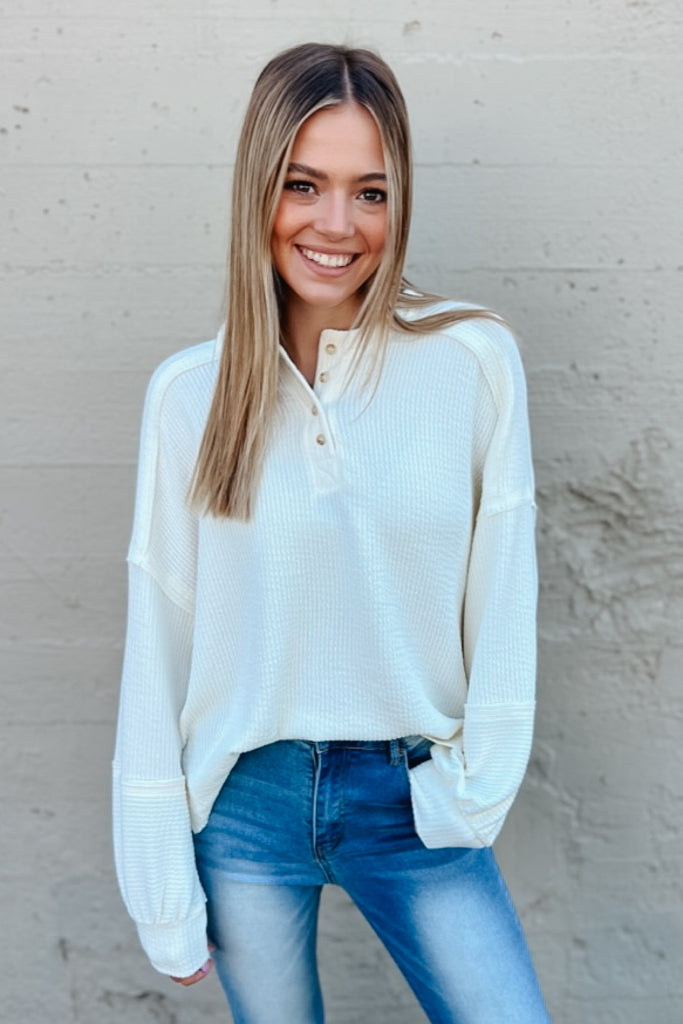 Renee Rib Knit Pullover / Cream