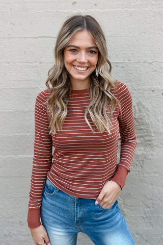 Stacy Top / Brown Stripe