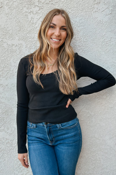 Sirena Rib Long Sleeve Tee / Black