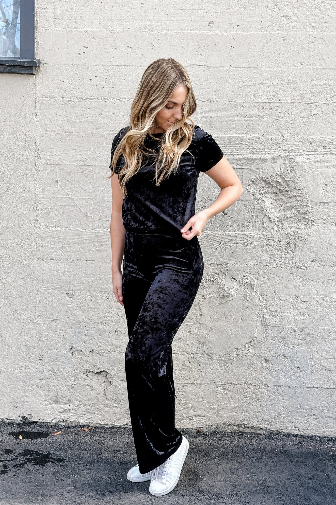 Black Velvet Wide Leg Pants