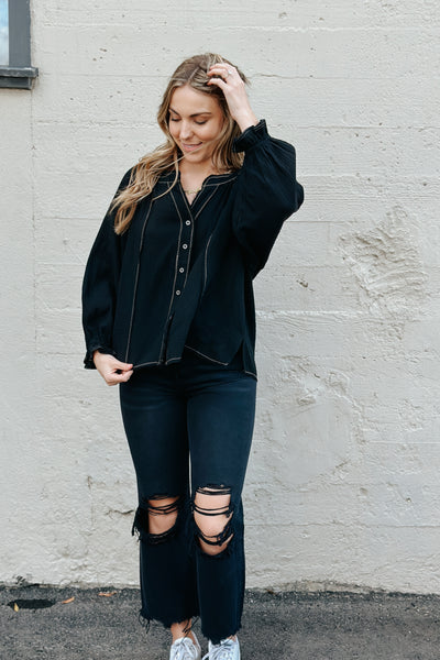 Vervet Leslie Distressed Flares / Black *final sale*