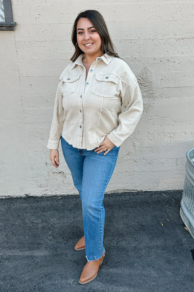 Sienna Corduroy Shacket / Beige