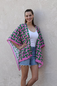 Geo Kimono / Pink and Green
