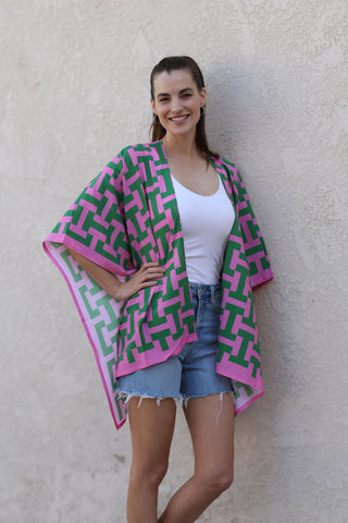 Geo Kimono / Pink and Green