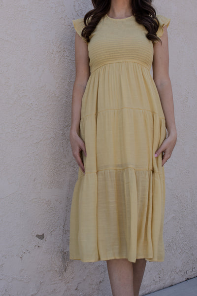 Sunday Stroll Midi Dress / Canary Yellow