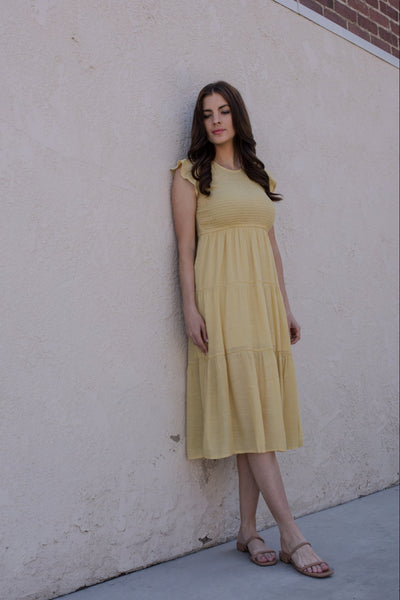 Sunday Stroll Midi Dress / Canary Yellow