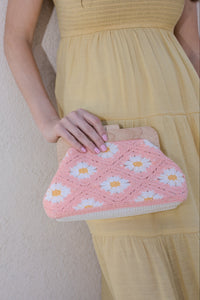Buy Myself Flowers Crochet Clutch / Pink Daisy