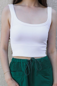 Chevron Ribbed Crop / White