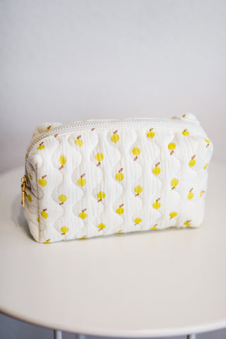 Quilted Lemon Print Travel Bag